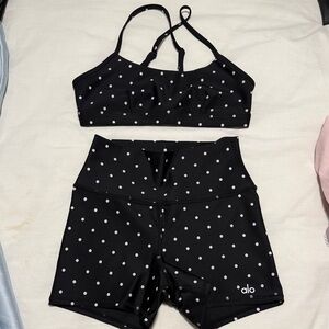 ALO Yoga Black and White Polka Dot Athletic Set